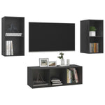 ZNTS 3 Piece TV Cabinet Set Grey Engineered Wood 3079738