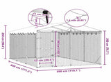 Outdoor Dog Kennel with Roof Silver 3x4.5x2.5 m Galvanised Steel 3190487