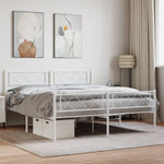 ZNTS Metal Bed Frame without Mattress with Footboard White 150x200cm 372346