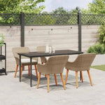 Garden Dining Set with Cushion 5 pcs Beige Poly Rattan 3261694