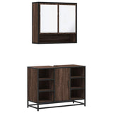 2 Piece Bathroom Furniture Set Brown Oak Engineered Wood 3300944