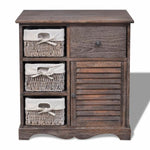 ZNTS Wooden Cabinet 3 Left Weaving Baskets Brown 240795