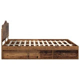 Bed Frame with Headboard Old Wood 200 x 200 cm Solid Pine Wood 3413270