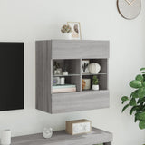 TV Wall Cabinet with LED Lights Grey Sonoma 58.5x30x60.5 cm 837097