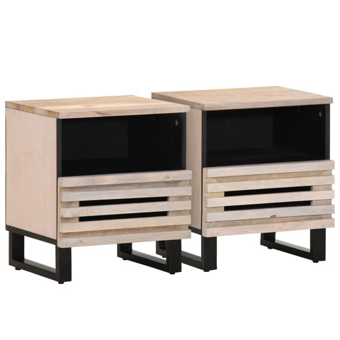 ZNTS Bedside Cabinets 2 pcs 40x33x46 cm Solid Wood Bleached Mango 377473