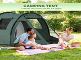 Two Room Tunnel Tent Camping Tent for 3-4 Man with Windows, Covers, Carry Bag, for Fishing, Hiking, T3398P348993