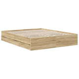 Bed Frame with Drawer Sonoma Oak 160 x 200 cm Engineer Wood 3412986