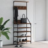 Clothes Rack with Shoe Storage Brown Oak 70x34x184 cm 837876