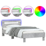 Bed Frame without Mattress with LED Lights Concrete Grey 100x200 cm 838711