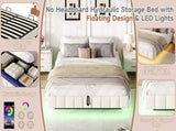 4ft6 Double Floating Bed Frame with Hydraulic Under-bed Storage & Smart RGB LED Lights, No Headboard N652P422490W