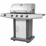 Gas Barbecue Grill with Wheel Silver Steel with Metal Hose 43047