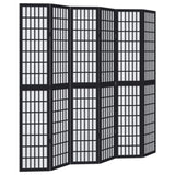 Room Divider 6 Panels Black Solid Wood Paulownia 358780
