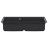 Kitchen Sink Double Basin Granite 86 x 51 x 30 cm Graphite 42053751