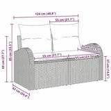 Garden Sofa Brown 124 x 62 x 69cm Poly Rattan 42006733