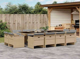 Garden Dining Set Mix beige, black, light grey PE rattan 42 sqft 3210684
