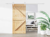 Sliding Door Natural and White 70 x 210 cm Solid Pine Wood 3445170