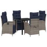 Garden Dining Set with Cushion 5 pcs Grey and Black Rattan 3380583