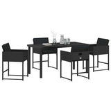 Garden Dining Set with Cushion 5 pcs Black Poly Rattan 3380009