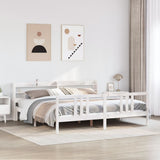 Bed Frame with Headboard without Mattress White 200x200 cm 3306719