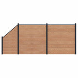 Fence Panel 3 pcs WPC and Aluminium Brown 3429385