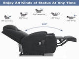 Electric Recliner Chair with 2-Point Massage & Heating, Black Fabric Indoor Functional Chair, 120kg 35128213