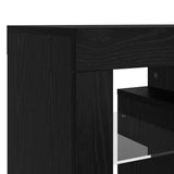 TV Cabinet with LED Lights Black Oak 140x36.5x40 cm Engineered Wood 862030