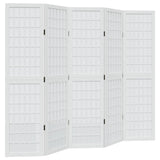 Room Divider 5 Panels White Solid Wood Paulownia 358789