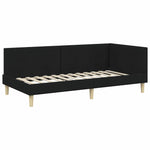 Corner Bed Frame Black 90 x 190 cm Fabric and Engineered wood 42016183