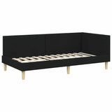 Corner Bed Frame Black 90 x 190 cm Fabric and Engineered wood 42016183