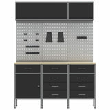 Work Cabinet Set with Drawer with Storage Manual 8 pcs Black 3321450