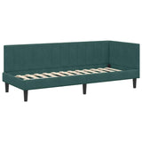 Corner Bed Frame with Headboard Dark green 80 x 200 cm Velvet 42016330