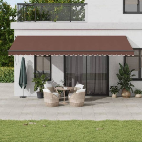 ZNTS Manual Retractable Awning with LEDs Brown 600x350 cm 3215416