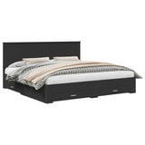 Bed Frame Black and Silver 200 x 200 cm Engineered Wood 3411265