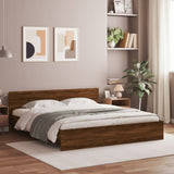 Bed Frame Brown Oak Engineered wood and Plywood Double Bed Frame 3207587