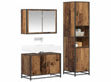 Bathroom Furniture Set with Door 3 pcs Old Wood Engineered Wood 3402515