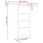 Sliding Door Manual Natural and black 93 x 202 cm 3333486