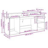 Desk with Drawer Black oak 200 x 55 x 91 cm Engineered wood 3365616