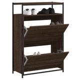 Shoe Cabinet Brown Oak 75x34x112 Engineered Wood 840038