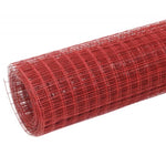 ZNTS Chicken Wire Fence Steel with PVC Coating 25x1.5 m Red 143679