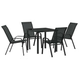 Garden Dining Set 5 pcs Black Powder-coated Steel 3379115