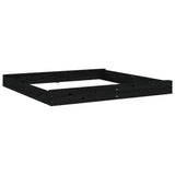 Sandbox with Seats Black Square Solid Wood Pine 825048