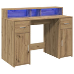 Desk with LED Lights Artisian Oak 120x55x91 cm Engineered Wood 3309419
