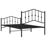 Metal Bed Frame without Mattress with Footboard Black 100x190cm 373801