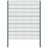 Fence Panel with Posts Iron 694.5x200 cm Green 278682