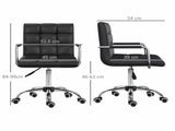 Office Chair, Makeup Vanity Chair, Mid Back Computer Chair, PU Leather Swivel Study Chair with T3398P328223