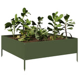 Garden Raised Bed Olive green 100x100x41 cm Steel 851034