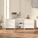 3 Piece Sideboard White Engineered Wood 3098073