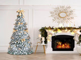 6 FT Snow Flocked Pre-lit Artificial Pop Up Christmas Tree with 100 Warm Lights and Golden Ornaments 48293641