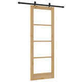 Sliding Door Natural 78 x 211 cm Solid Pine Wood and Glass 3332273