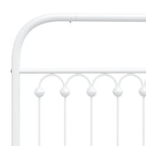 Metal Bed Frame without Mattress with Headboard White 107x203cm 376645
